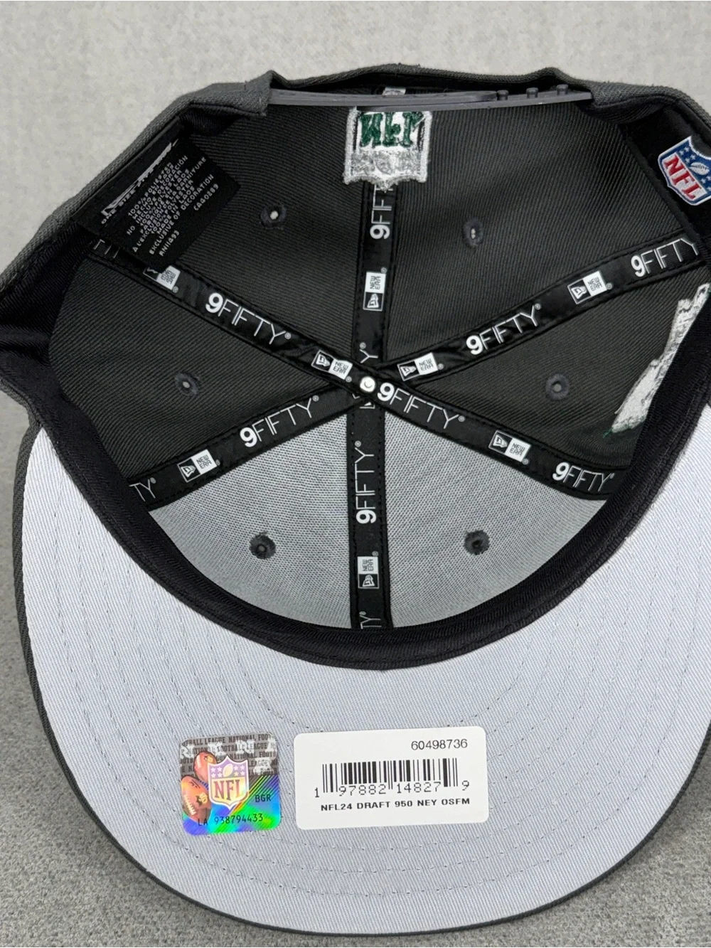 New York Jets Hat Era 9Fifty NFL Draft Snapback Graphite Side Patch A-Frame Flat